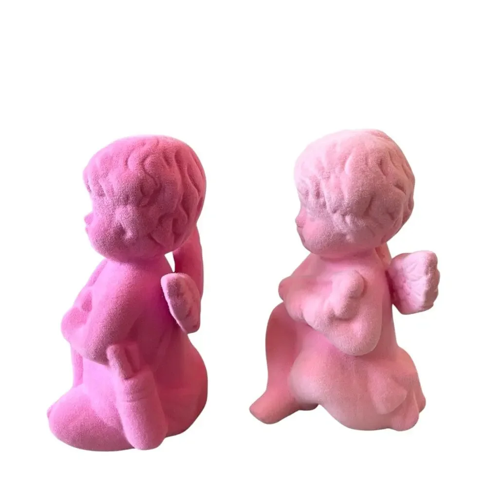 2025 Target Spritz 2pk Pink Flocked Valentines Cupid Cherub Figurines NEW